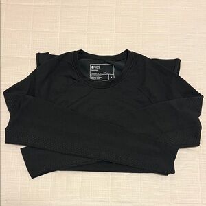 Figs Classic Black Crew Neck Top
